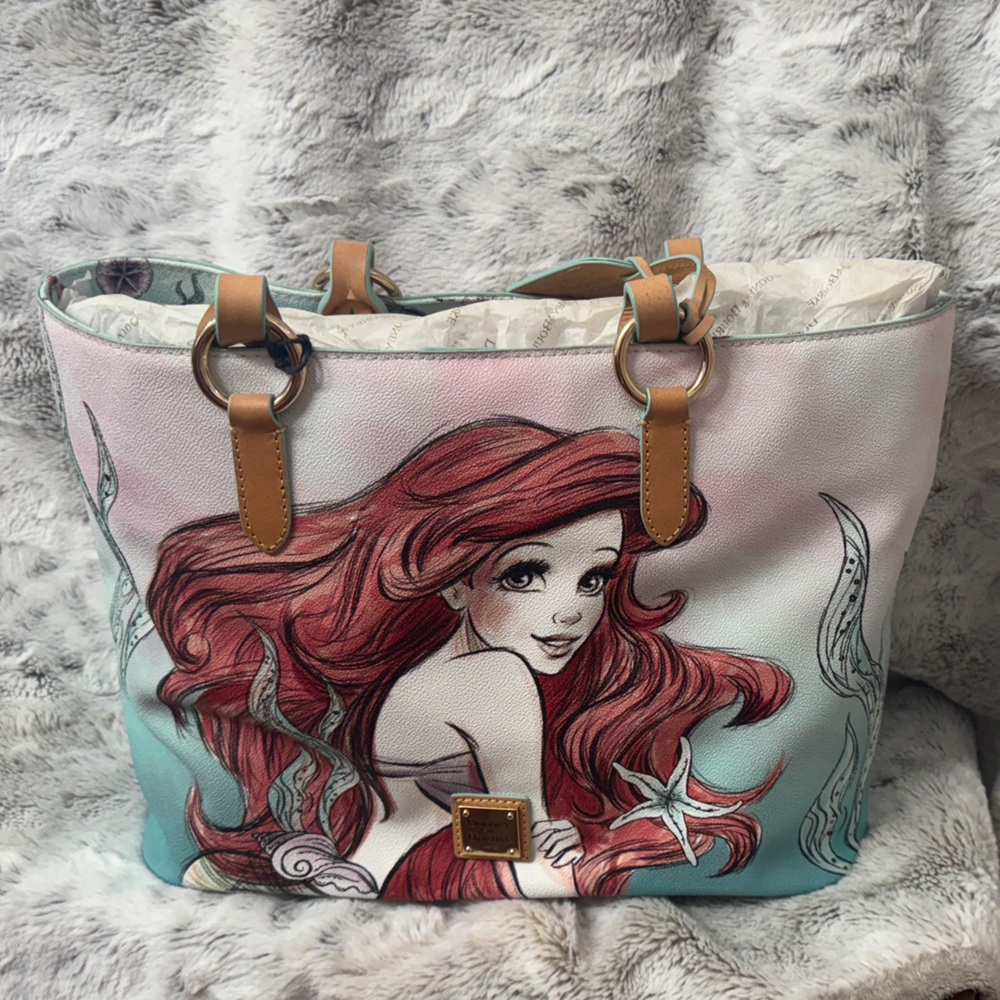 Disney Dooney & Bourke Ariel Dram Big Tote Bag with Tan Accents